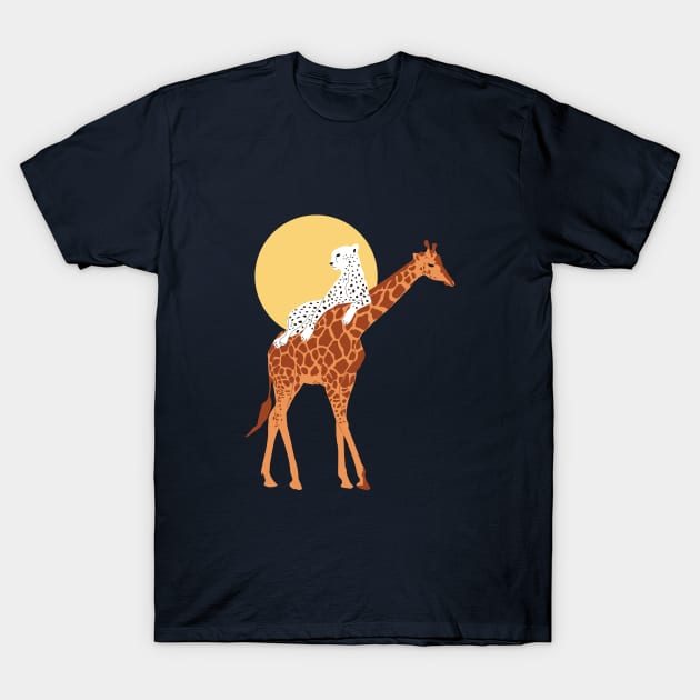 Giraffe, leopard and sun T-Shirt by grafart